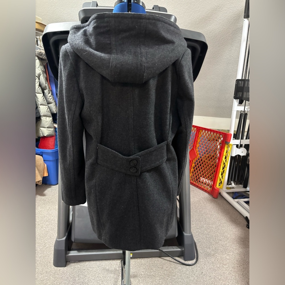 Covington women’s car length coat, grey wool blend, double breasted with hood - Picture 2 of 9
